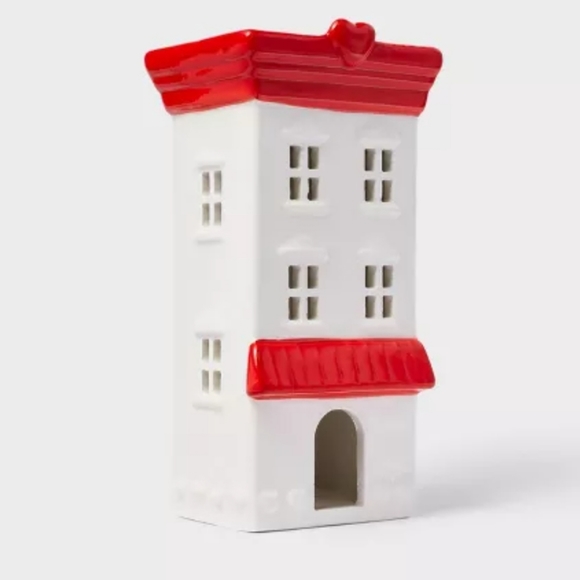Valentine Ceramic Tall Building Figurine Red/White - Spritz™ - Picture 1 of 4